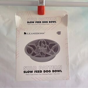 Gray Star Pattern Slow Feed Dog Bowl